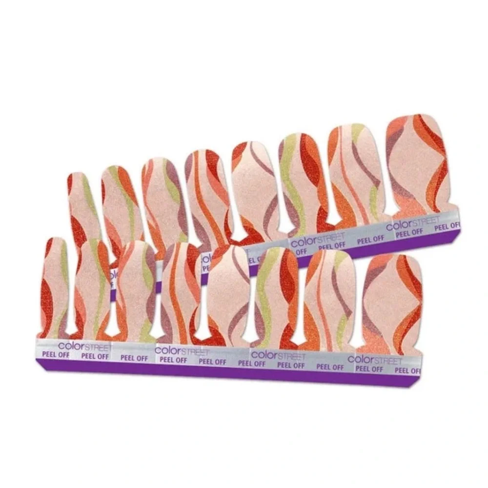 *Retired* Color Street: Get in Line | Abstract Waves Gold Metallic Red Green